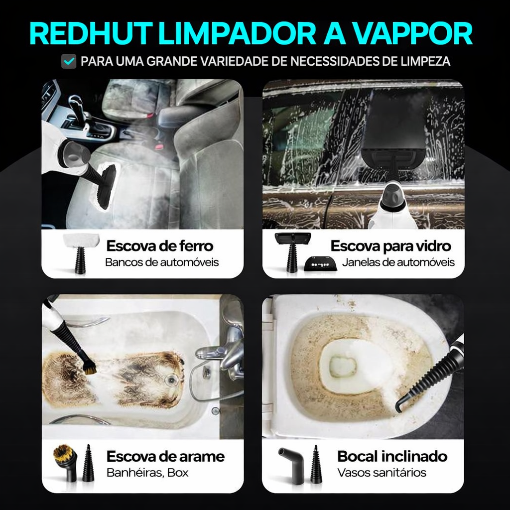 Limpador a vapor portátil 12 em 1 (alta pressão)